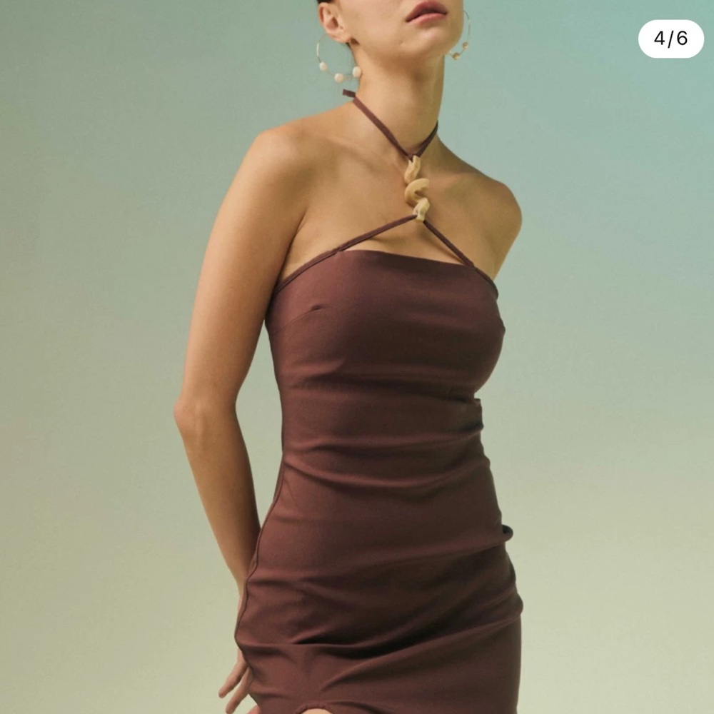 NWT Cult Gaia Castila Embellished Halterneck Midi Dress